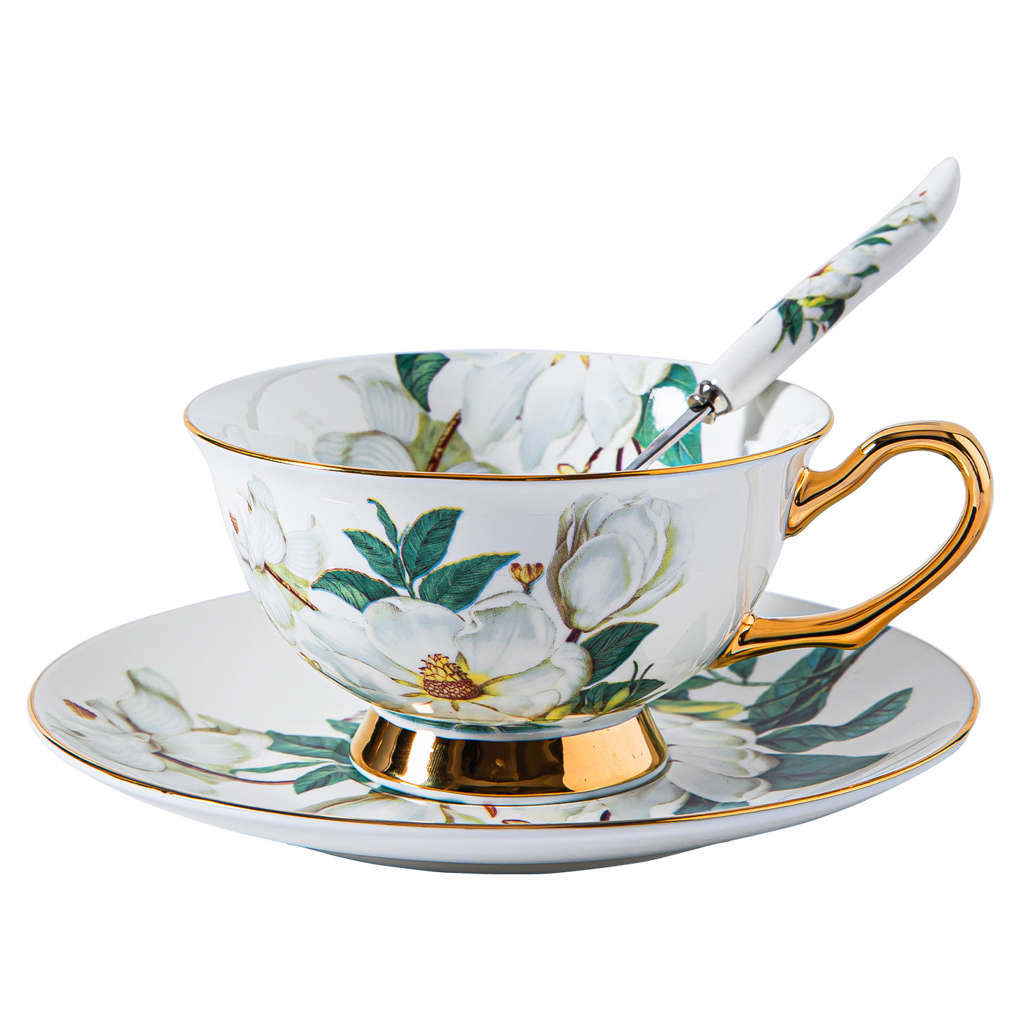Juego de taza y platillo de porcelana fina estilo europeo, taza de cerámica estilo inglés, juego de té exquisito de alta gama en caja de regalo.