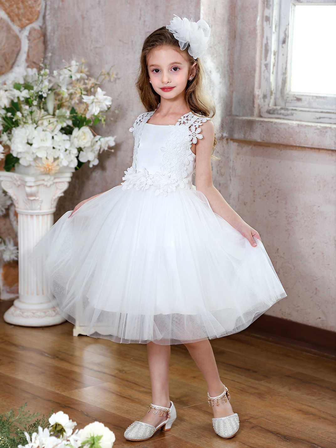 Vestido de novia de niña de flores de nuevo estilo transfronterizo vestido de princesa de gasa suave de cumpleaños para niños vestido ropa para niños