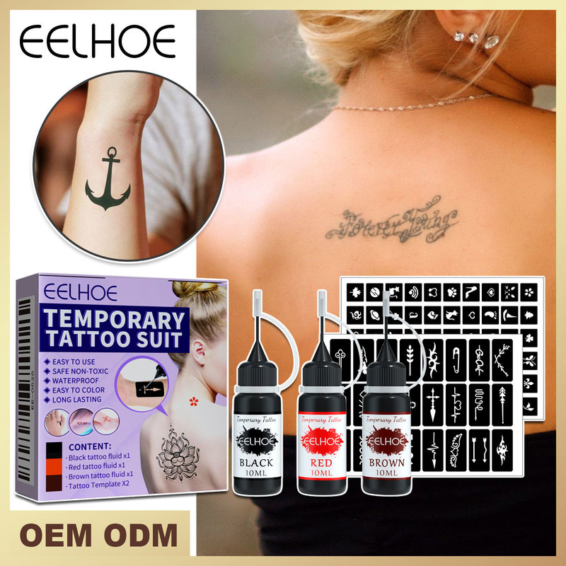 EELHOE juice tattoo suit waterproof lasting temporary painless hollow pattern template juice Tattoo Liquid