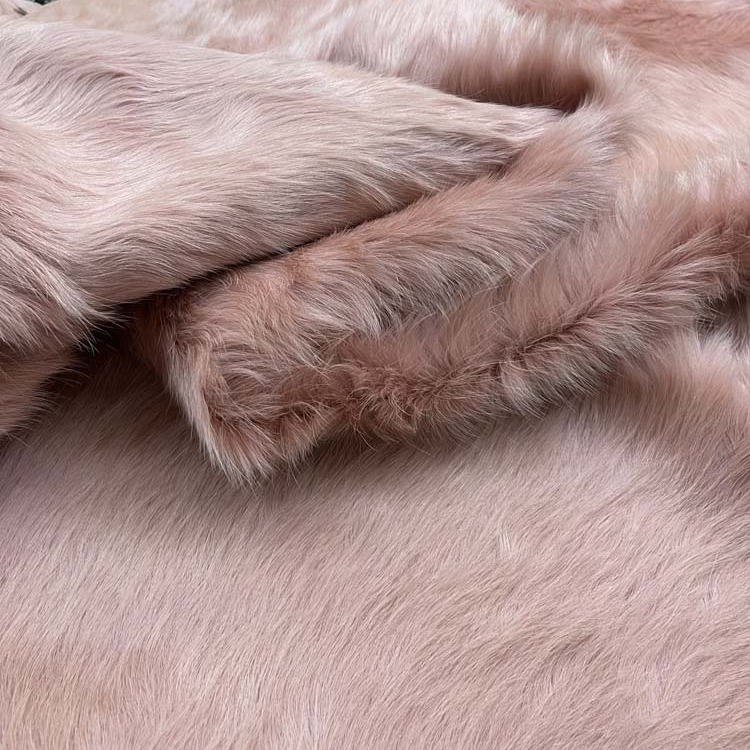 粉色长毛马毛皮现货头层真皮服装牛皮革面料