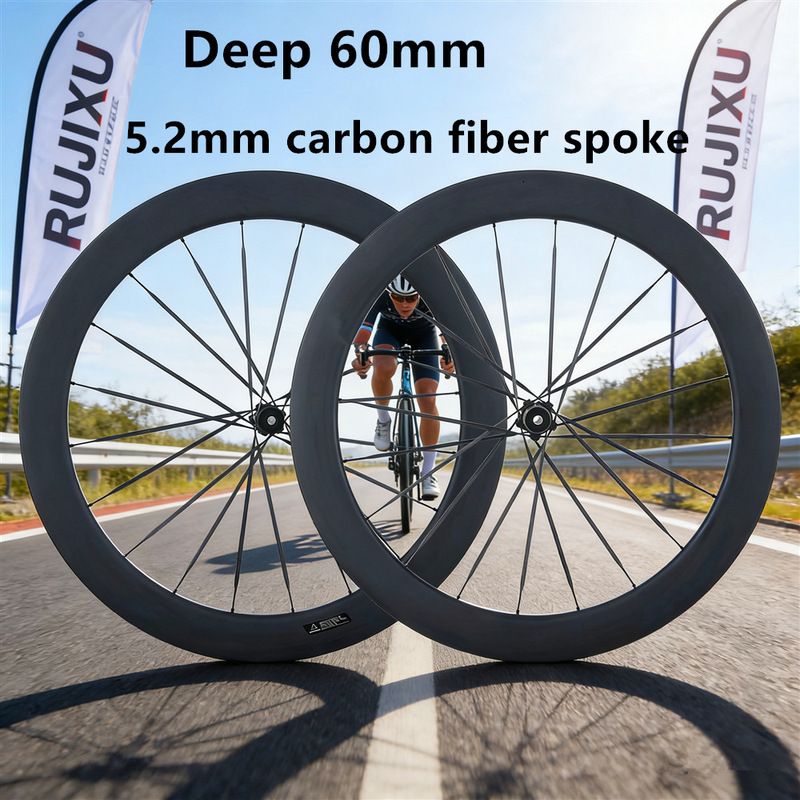 60mm 1275g Carbon Spokes 700C 60t Ratchet Road Disc Brake Bicycle Carbon Fiber Wheelset Ceramic Bearings 60mm 1275g Carbon Spokes 700C 60t Ratchet Road Disc Brake Bicycle Carbon Fiber Wheelset Ceramic Bearings
