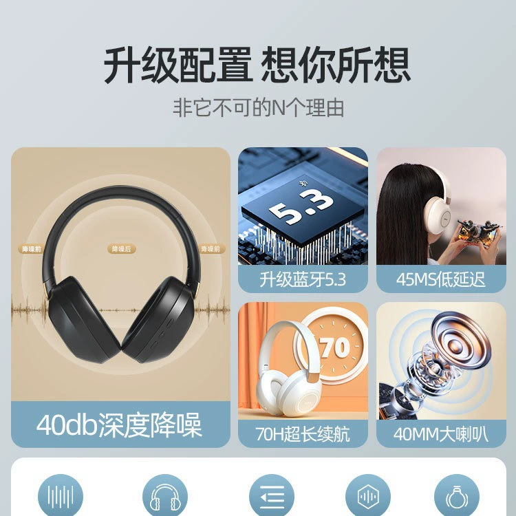 Новый продукт ANC активно снижает шум ношение Bluetooth наушники большой мощности беспроводной тяжелый сабвуфер игровой ухо пшеница