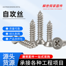 304不锈钢螺丝自攻螺丝M3M4M6十字沉头自攻丝平头自攻钉木螺丝钉
