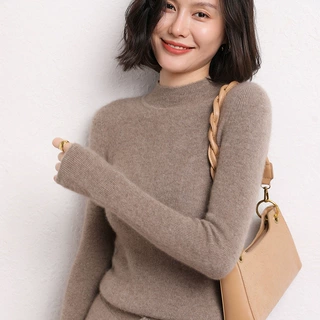 24款经典女半高领山羊绒长袖羊绒衫女秋冬新款简约宽松显瘦百搭全