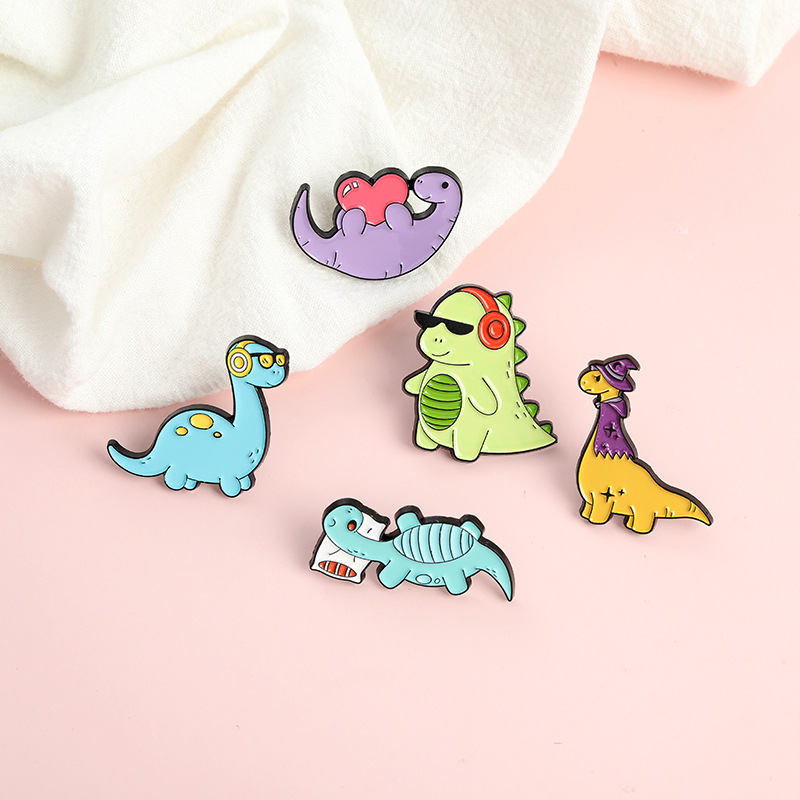 Cartoon Style Cute Dinosaur Alloy Stoving Varnish Women's Brooches display picture 9