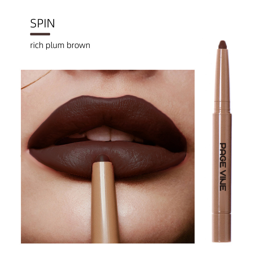 Maquillaje transfronterizo PAGE VINE Amazon Mate de doble cabeza sedoso polipéptido delineador de labios lápiz labial nude comercio exterior