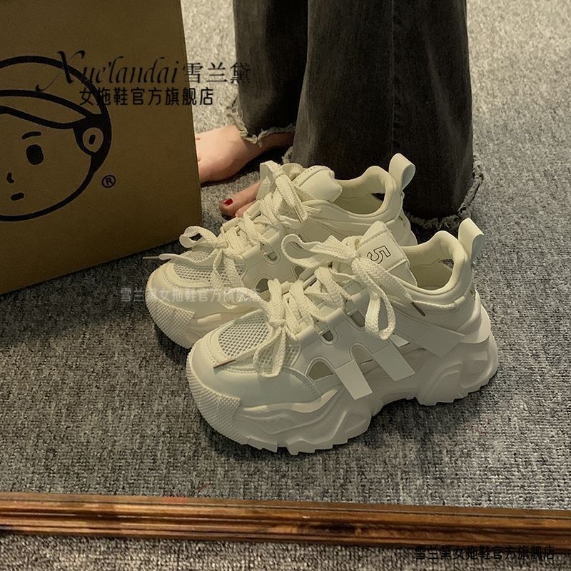 Zapatos de padre de malla para mujeres verano nuevos zapatos de mujer huecos zapatos deportivos casuales transpirables zapatos de altura pequeños