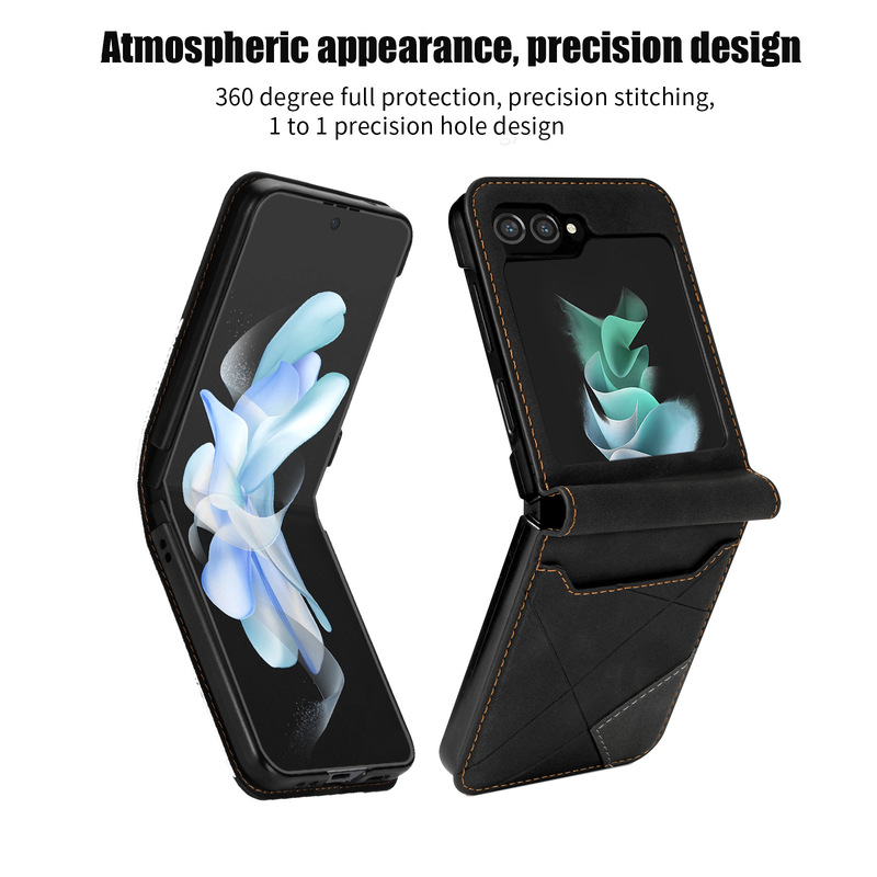 Suitable for Samsung Foldableing Z Flip7 6 5 4 3 Pure Color Flip Card Holder Fashionable Mobile Phone Protective Case