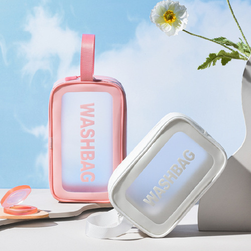 PVC transparent three-piece toiletry bag, waterproof beach bag, travel toiletry storage bag, simple cosmetic bag wholesale