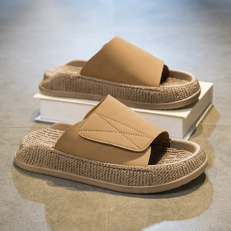 Dép sandal nam cỡ lớn quai dán hở ngón, chống trượt, thoáng khí, đi biển và dạo phố mùa hè — 8018 màu kaki, 8018 màu đen, 8018m màu