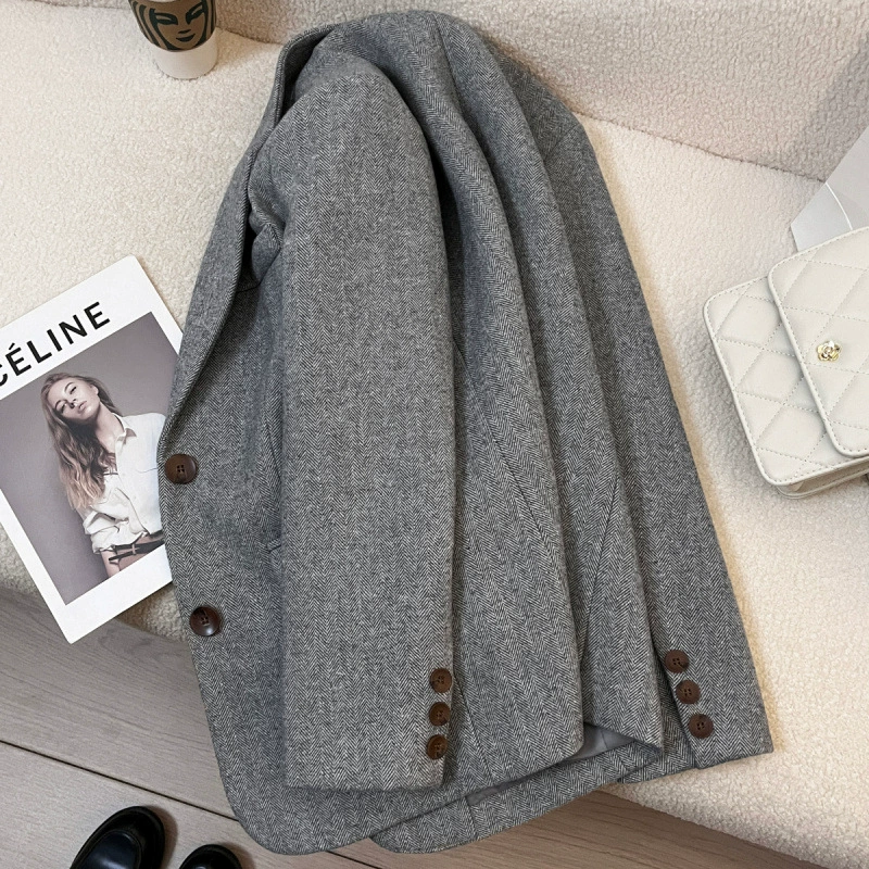 НАТуба Woolen demi-season retro классический костюм пиджака для отдыха, для подростков