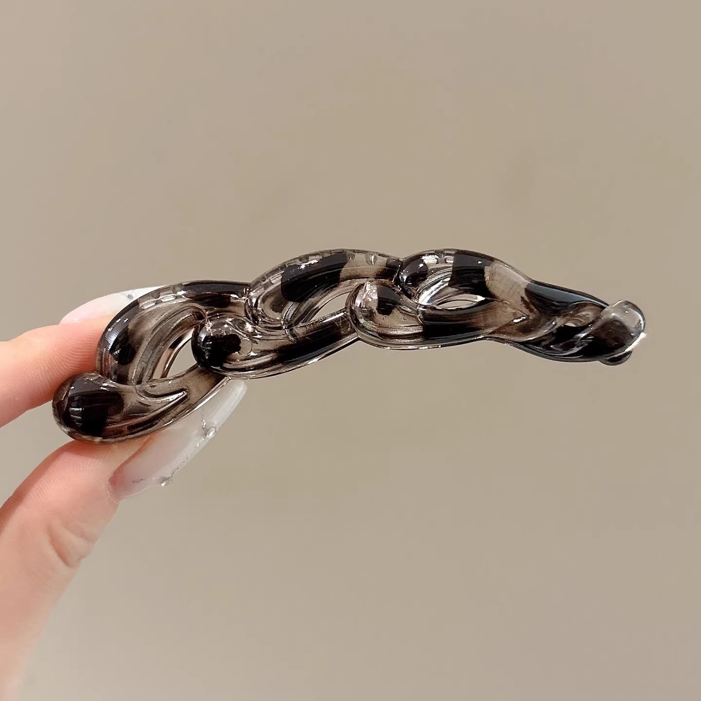 2# transparent leopard print twist - approx. 10cm