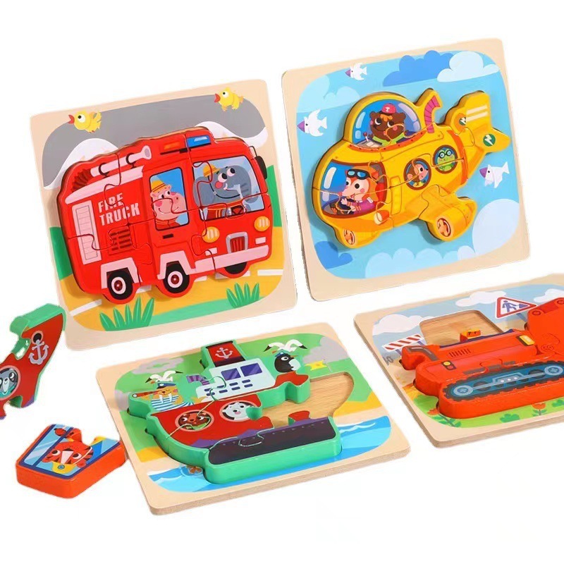 Puzzle tridimensional avanzado de madera transfronteriza juguetes infantiles infantiles infantiles niños niños pequeños dibujos animados infantiles puzzle 3 años