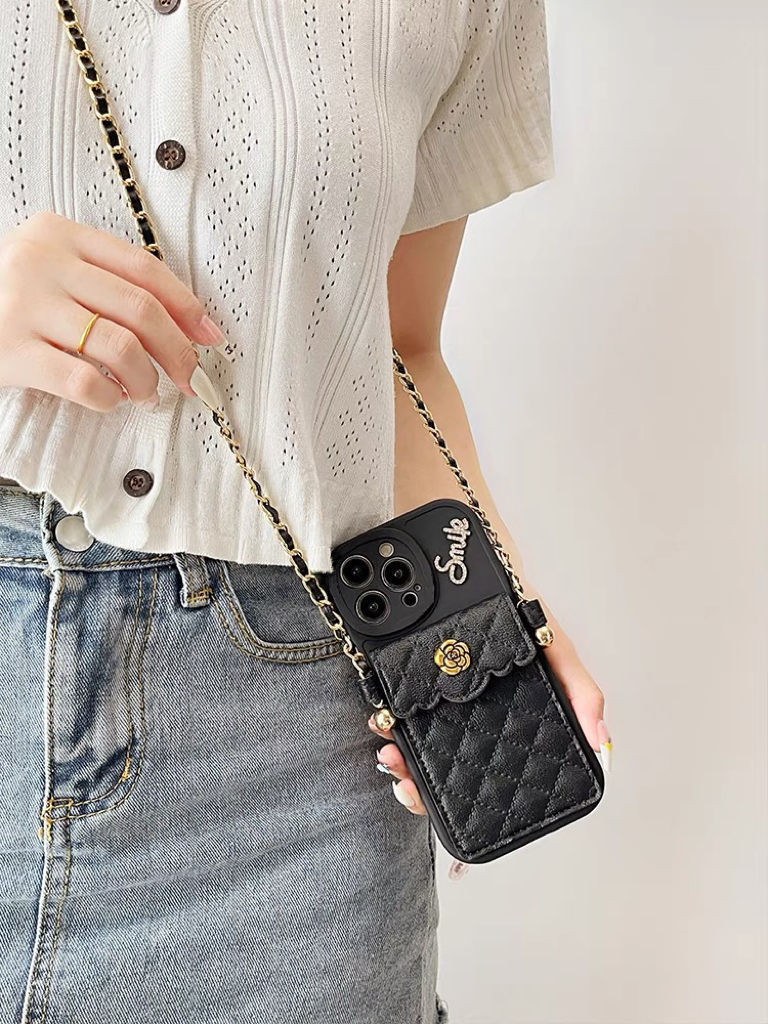 Camellia Card Holder Phone Case For Iphone 15 Pro Max And 14_voghion.com