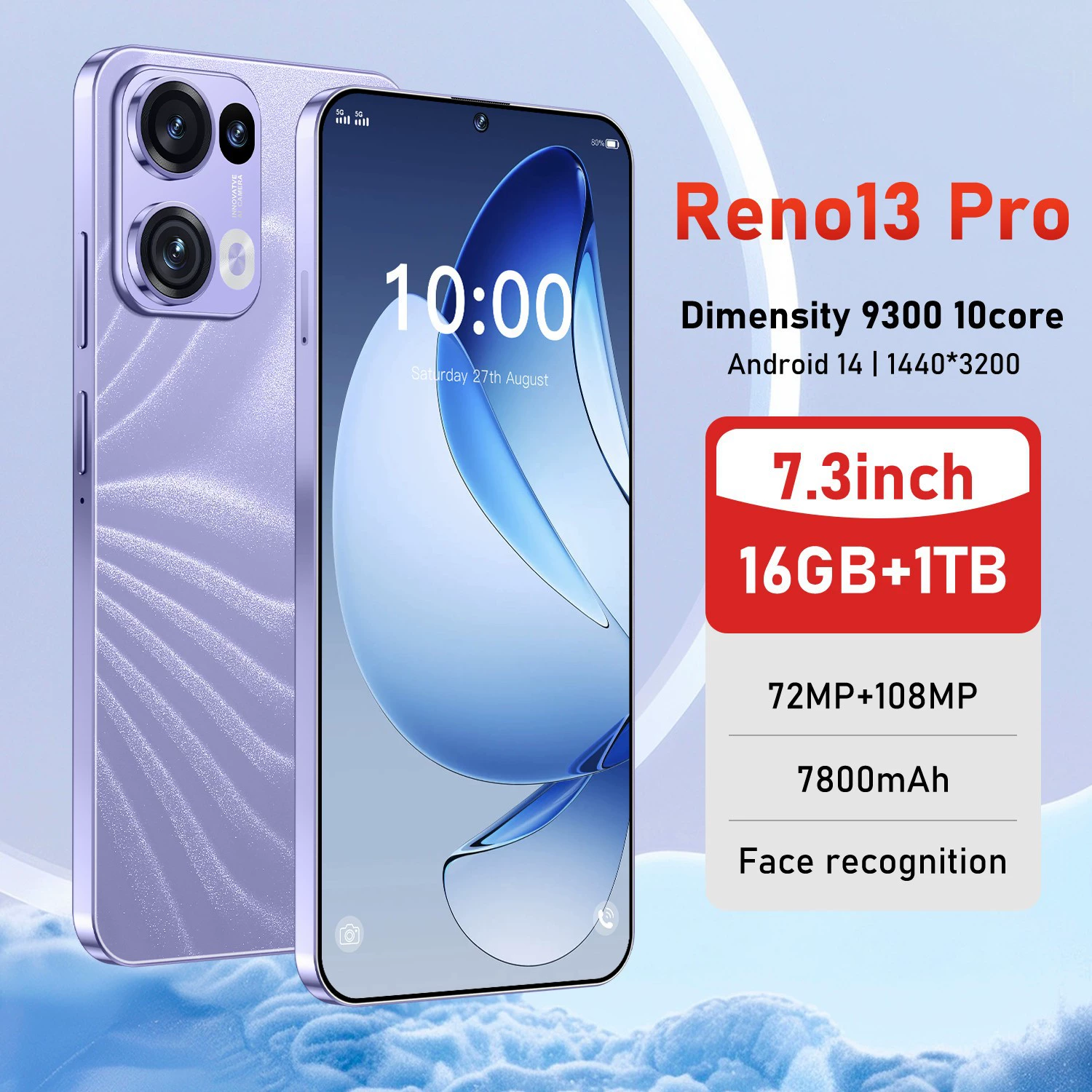 Cugo Kugo Reno13 Pro 7.3" инцелл‑экран, 16+1T, Android 8.1, наличие на складе