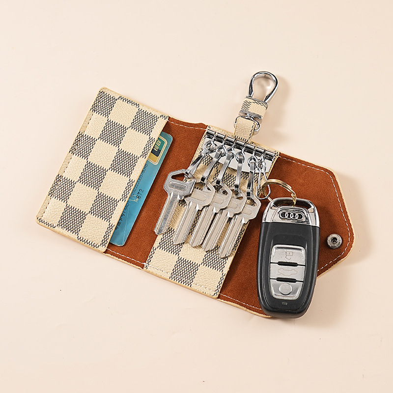 Estuche para llaves a cuadros simple de moda transfronteriza 2025 Estuche para llaves de GM con diseño a presión de estilo caliente de Amazon