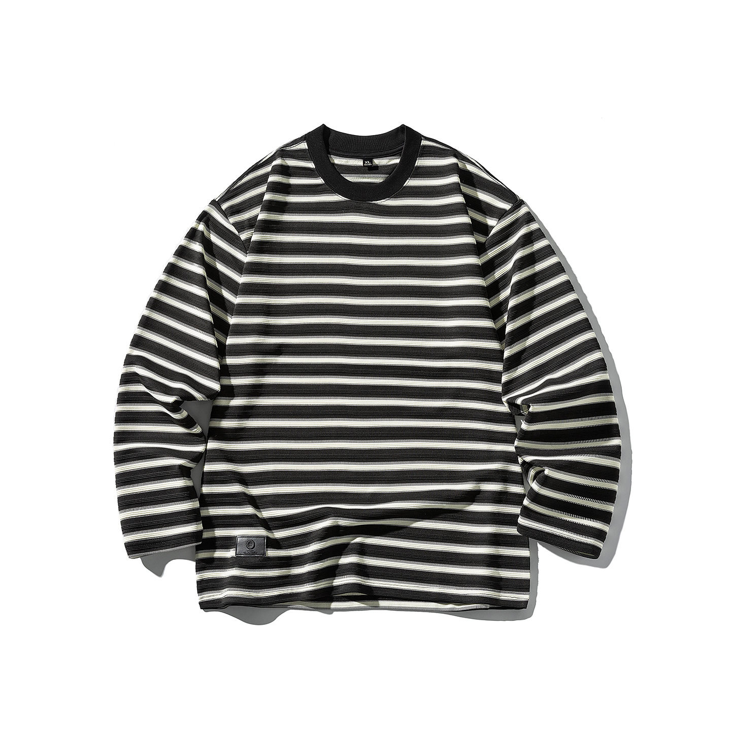 Wholesale Japanese Style Retro Round Neck Horizontal Stripesd Long-Sleeved T-Shirt Men's Autumn and Winter Loose Casual Heavy Bottoming Shirt Control