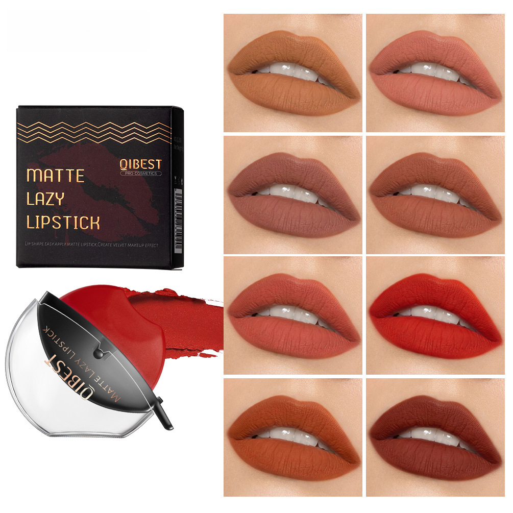 QIBEST Lazy Lip Lipstick Lipstick is not easy to fade long-lasting fog makeup matte non-stick Cup lipstick wholesale