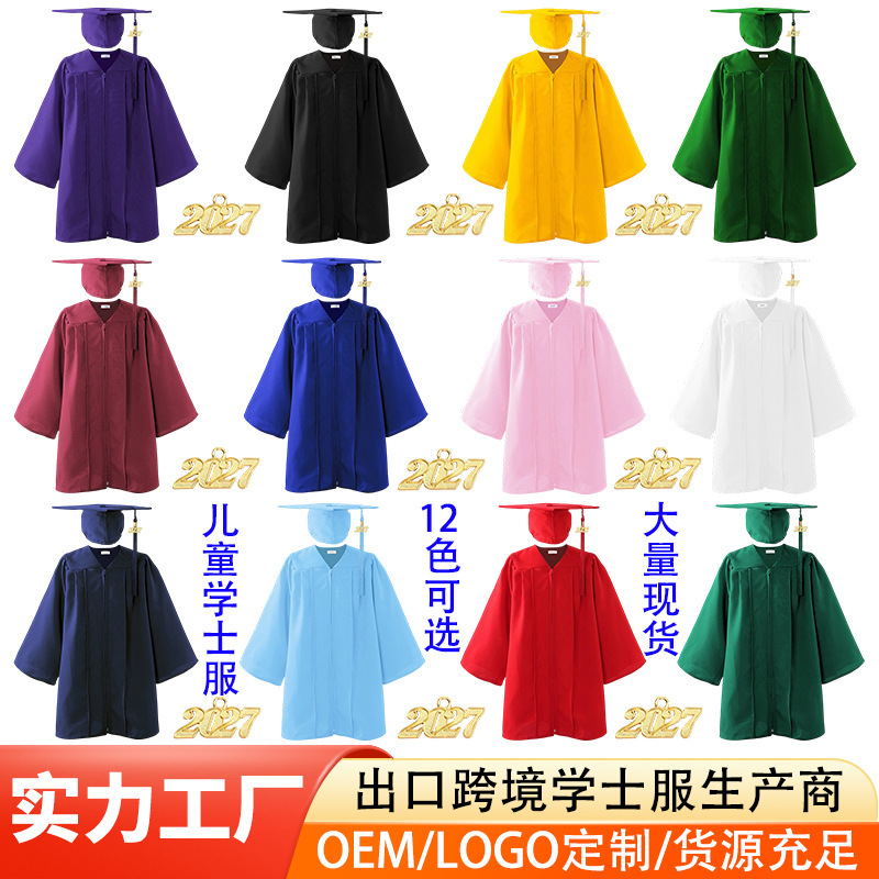 2027 New Style Bachelor's Gown Graduation Dress Kindergarten Set Amazon Elementary School Doctor's Gown Performance Costume Performance Outfit 2027 New Style Bachelor's Gown Graduation Dress Kindergarten Set Amazon Elementary School Doctor's Gown Performance Costume Performance Outfit