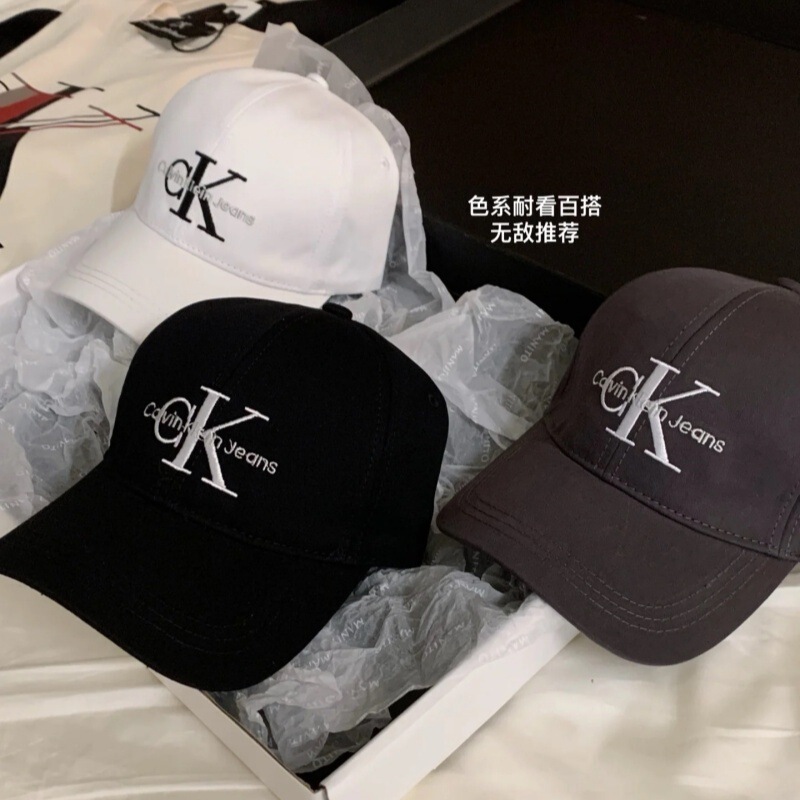 新款经典牛仔款字母ck帽子刺绣男女显脸小季遮阳可调节弯檐棒球帽|undefined
