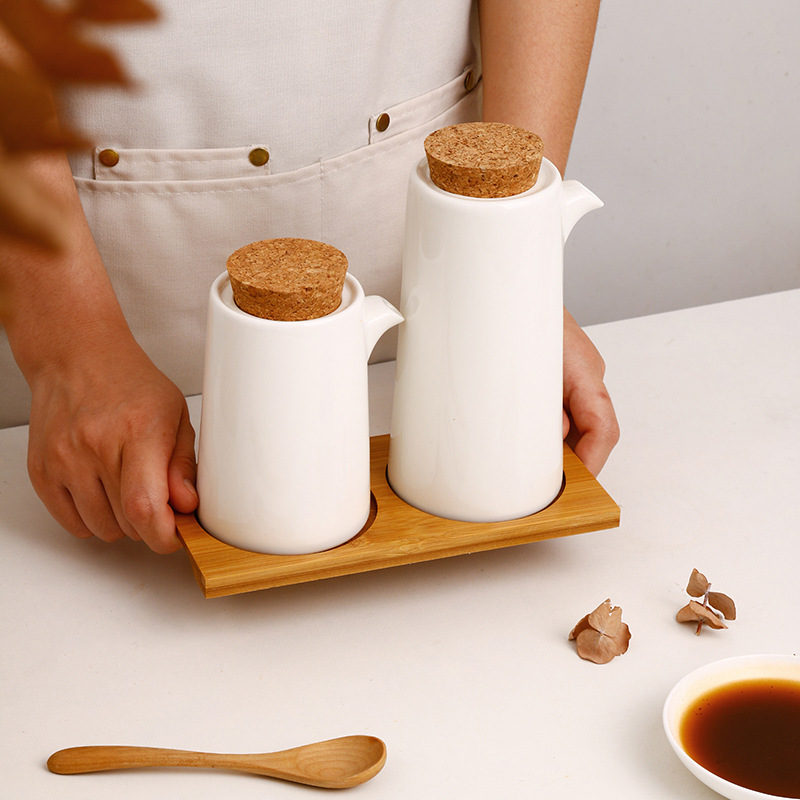 Set de botellas de cerámica estilo japonés para condimentos