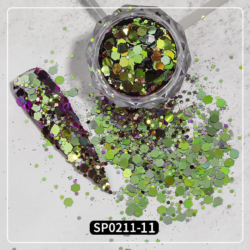 2022 lentejuelas de uñas populares transfronterizas camaleón joyería Rosa gradiente colorido lentejuelas grandes traje DIY pegatinas de uñas