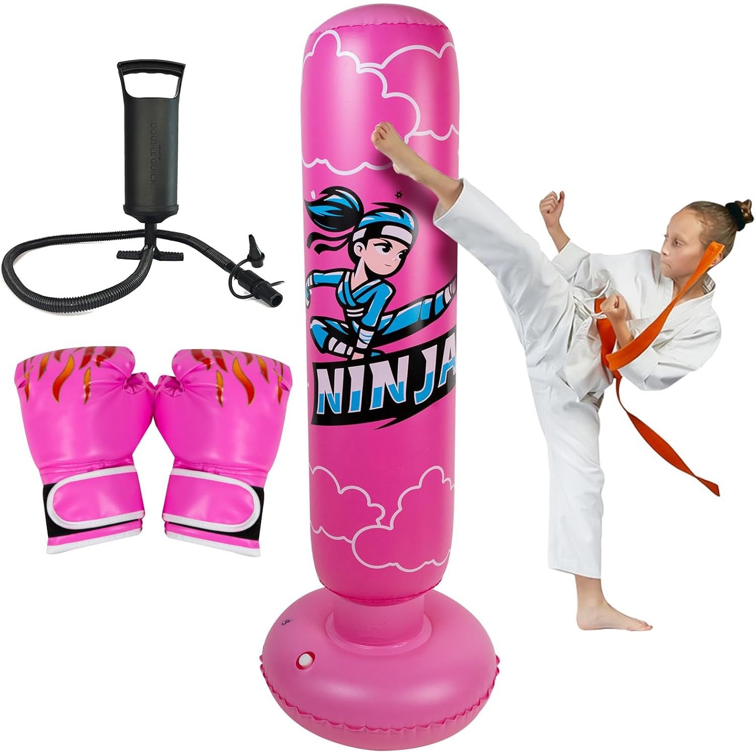 Onirii Children's Inflatable Boxing Bag, 66inch Large Stable Children's Inflatable Boxing Bag Toy Set