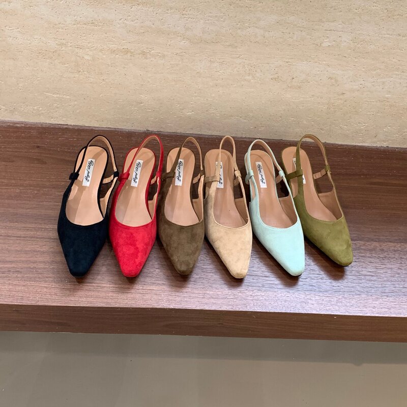 French-Style Kitten Heel Suede Black Closed-Toe Sandals Fairy Shoes 2026 Spring/Summer Elegant Red High-Heeled Pumps