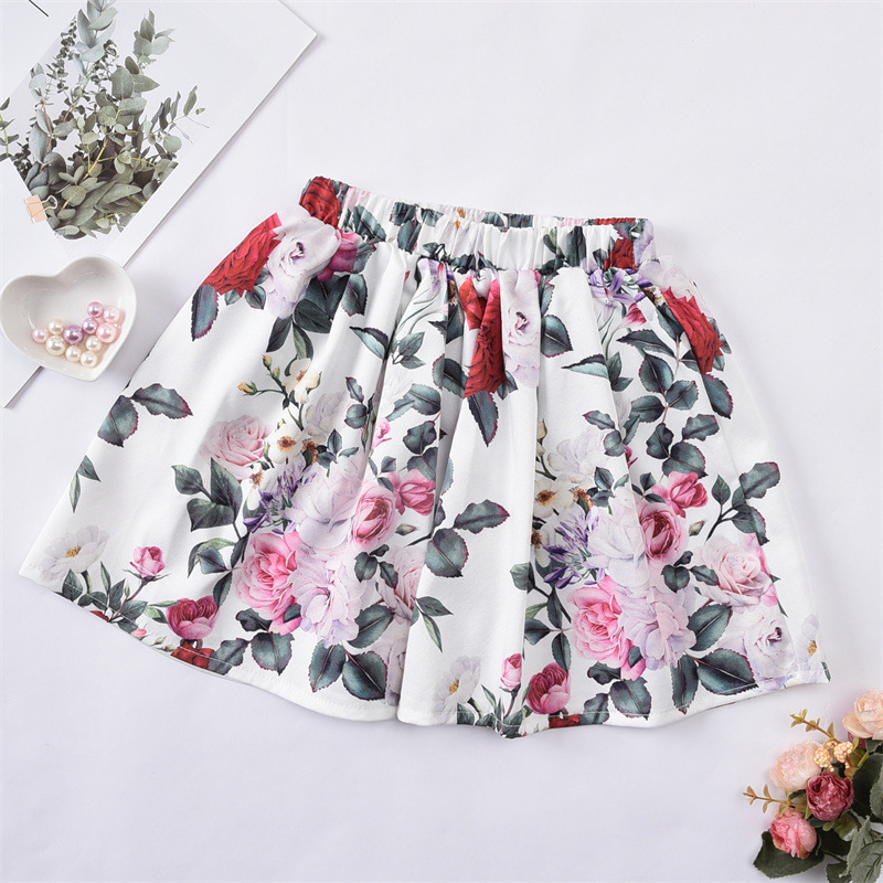 Lace Flounced Sleeve Lapel Long Sleeve Top Girls' Autumn Printing Skirt Suit 2021 Autumn New Children's Clothing display picture 9