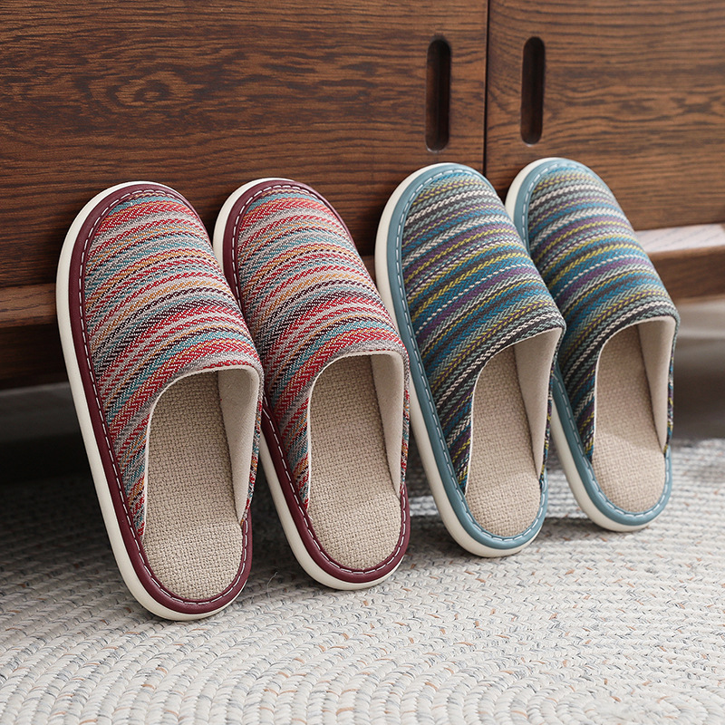 Bohemian Linen Toe-Toe Sandals, Cotton and Linen Men's and Women's Home Fabric Indoor Non-Slip Soft Bottom Silent Spring & Fall Seasons