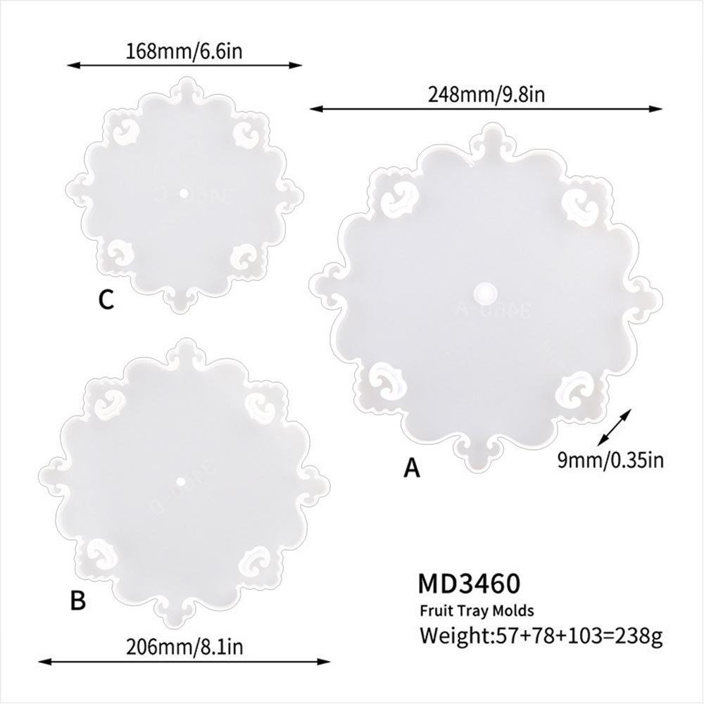 Three-layer fruit tray mold diy crystal drop mold European resin silicone lace multi-layer fruit tray bracket mold