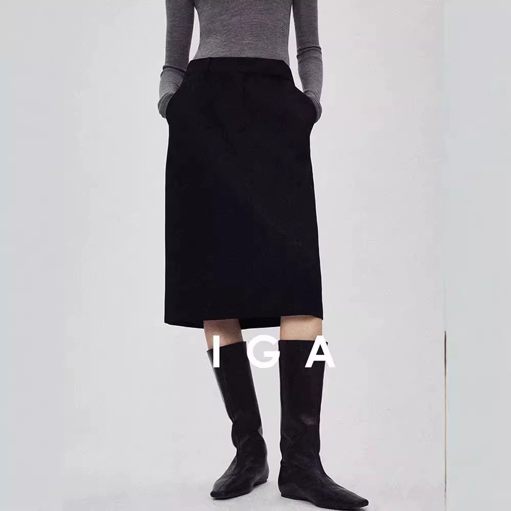 Минималистичная итальянская юбка из тонкой шерсти для женщин с V-образным разрезом сзади, модная юбка-костюм для женщин
