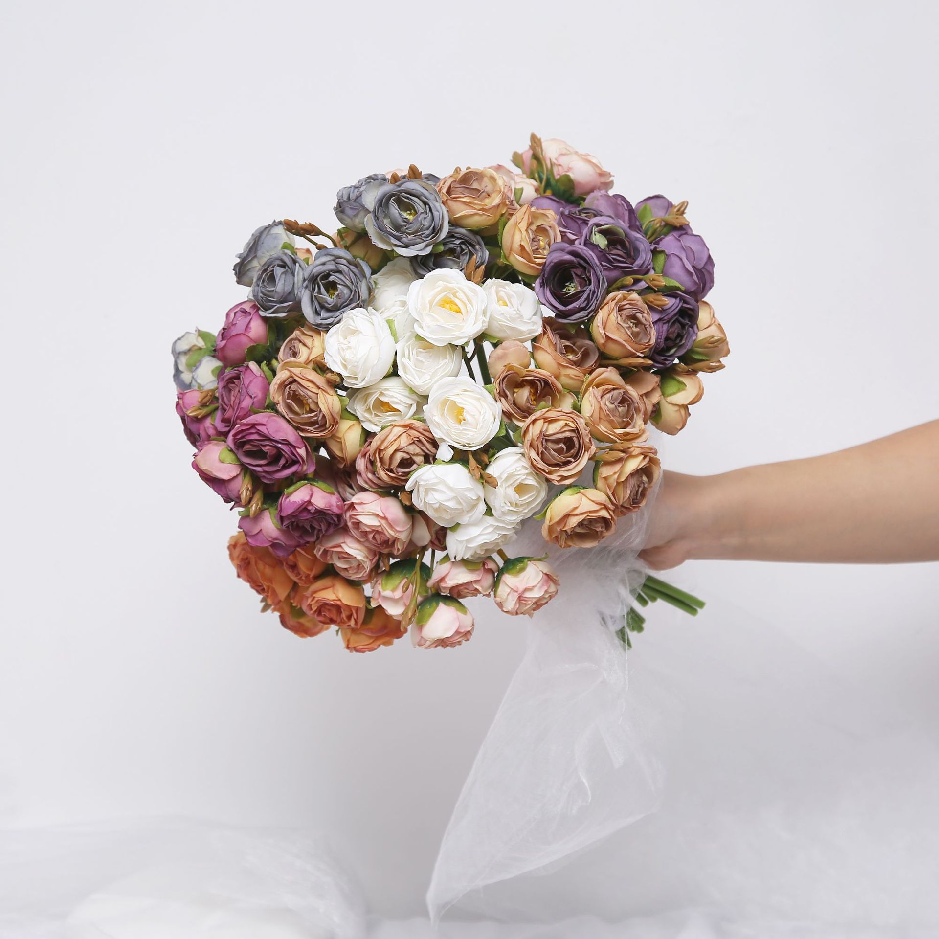 Flores de simulación transfronteriza retro rosas horneadas mano mano de alto nivel ramo de flores decoración de bodas arte de rosas