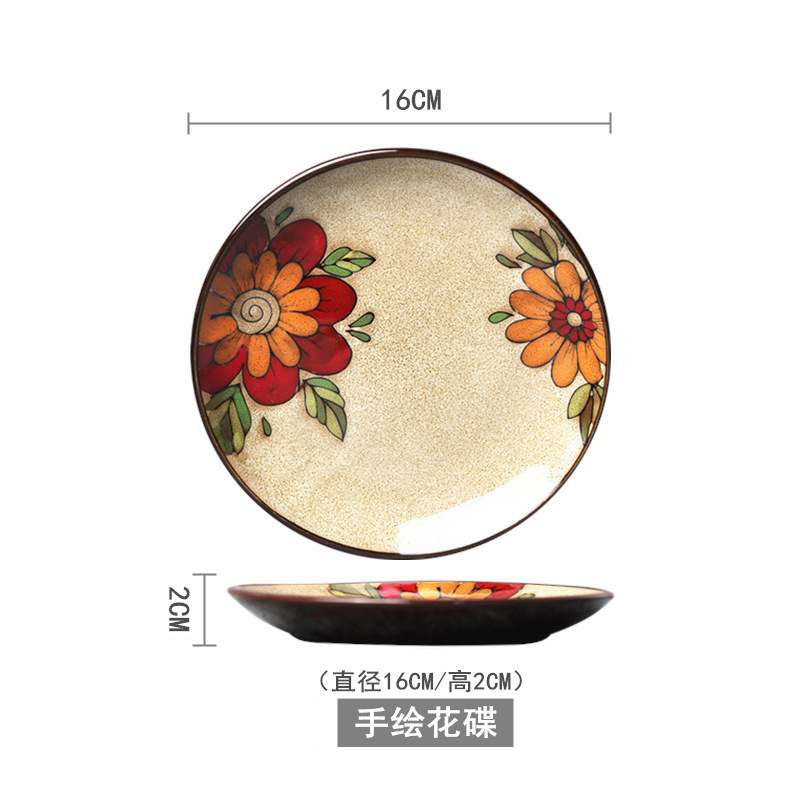 創意的な手描きの釉薬の下で色彩の陶磁器の皿の家庭用の野菜の皿の冷たい野菜の皿の果物のお菓子の皿の6寸は骨の皿のかすの皿を吐きます。|undefined