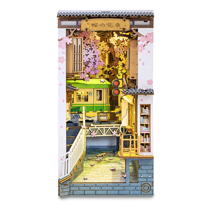 Ruolai magia carril oscuro libro soporte DIY casa hecha a mano tridimensional rompecabezas juguete de escritorio creativo montado juguete de regalo