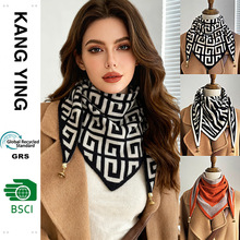 跨境欧美字母三角巾围巾女秋冬时尚百搭简约保暖加厚围脖厂家批发