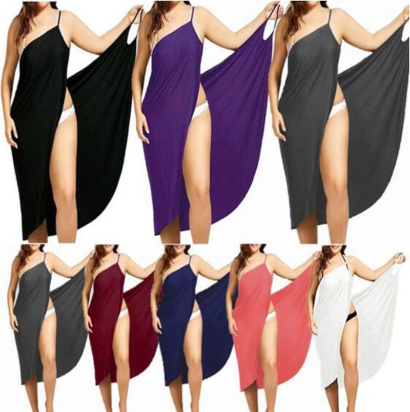 140g Weight Above Knee Dress Length Type Women's Simple Style Solid Color 1 Piece Cover Ups
