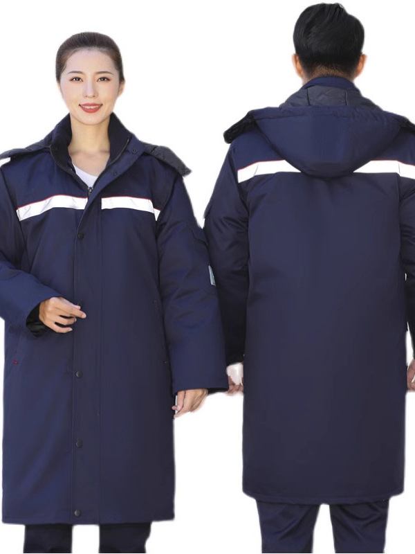 prenda de algodón antiestático alargada y gruesa a prueba de viento, prenda de algodón caliente, prenda de algodón de superficie viva, prenda de algodón de protección contra el trabajo, prenda de algodón superior