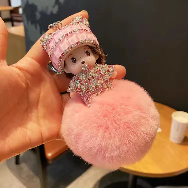 Diamond Qiqi Hair ball Key buckle Pendant Doll machine Doll Toys originality lovely Boutique gift
