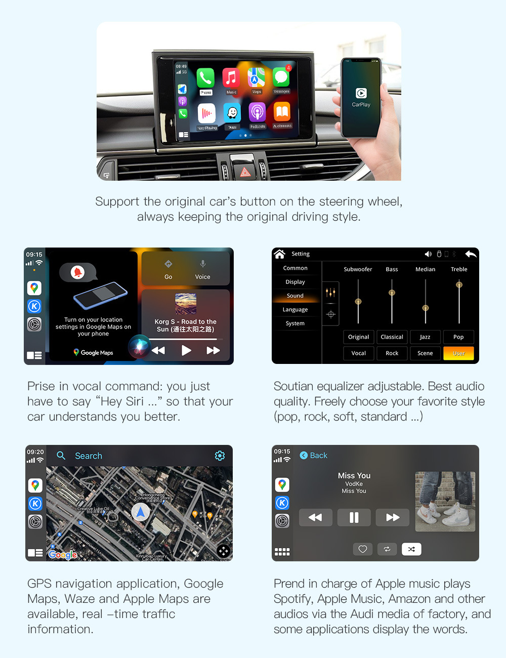 For Audi A1 A3 A4 A5 A6 A8 Q1 Q2 Q3 Q5 Q7 Q8 wireless carplay decoder