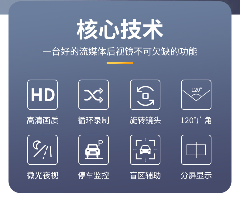 12inch Panoramic 4-Record Streaming Driving Recorder Wifi Full Screen 4K High-Definition Night Vision Reversing Image