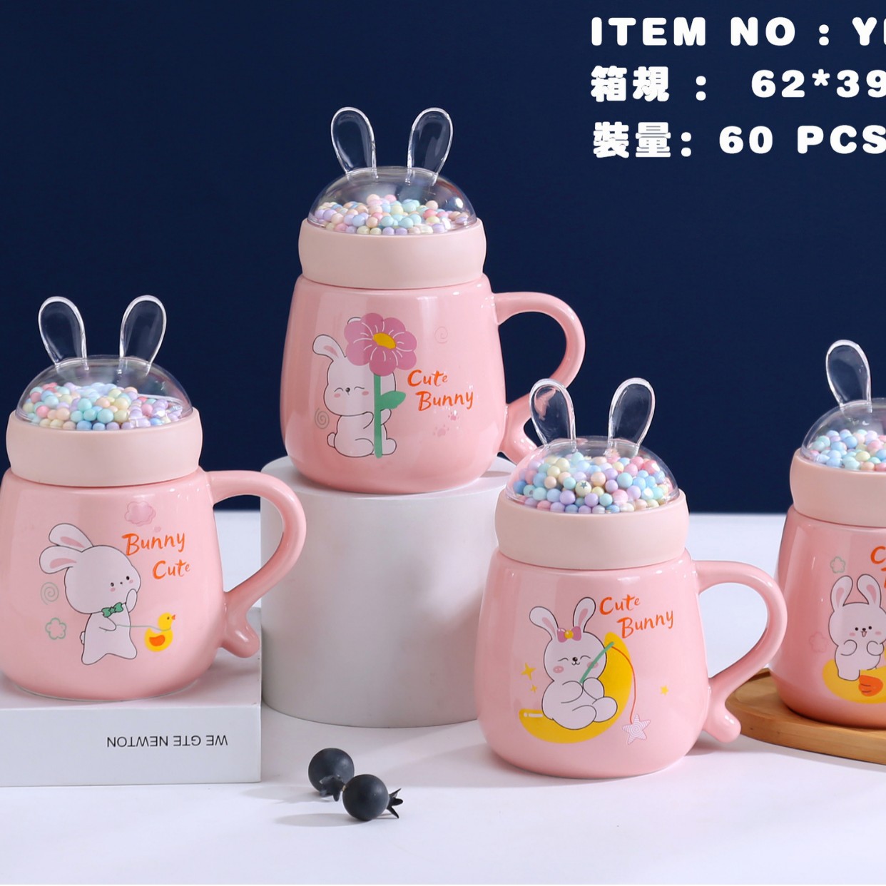 Yiwu esmalte espejo taza de visualización taza de cerámica con tapa nórdico espejo de dibujos animados taza conjunto festival regalo comercio exterior