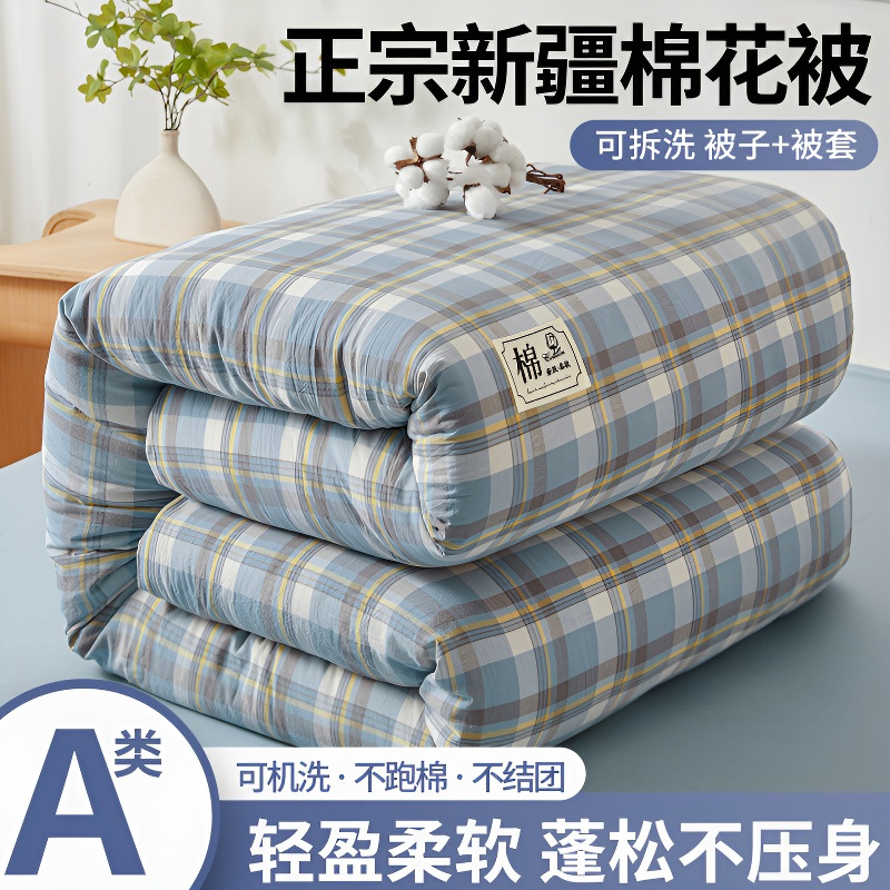 Xinjiang Cotton Quilt with Removable and Washable Duvet Cover, Core for Spring and Autumn, Dormitory Single Bedding, Cotton Filling, Thickened for Winter