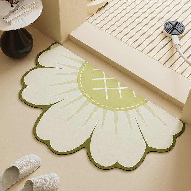 Fresh and Simple Bathroom Floor Mat for Home Use, Washable, Water-Absorbent, Quick-Drying, Customizable, Stain-Resistant, Non-Slip Diatomaceous Earth Mat