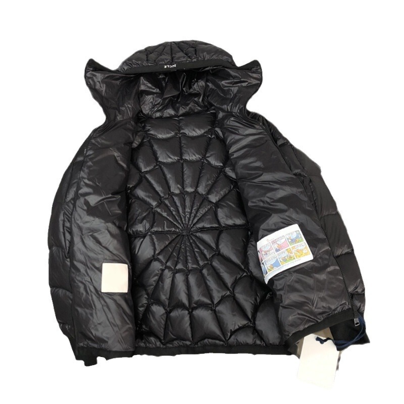 European and American Trendy Brands' New Winter Hit: Marvel Spider-Man Web-Patterned Hooded down Jacket, 90% Filled, Warm Casual down Coat European and American Trendy Brands' New Winter Hit: Marvel Spider-Man Web-Patterned Hooded down Jacket, 90% Filled, Warm Casual down Coat