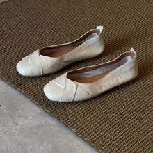 现货~2026年新款编织浅口单鞋女简约气质奶奶鞋软底大码女鞋41-43