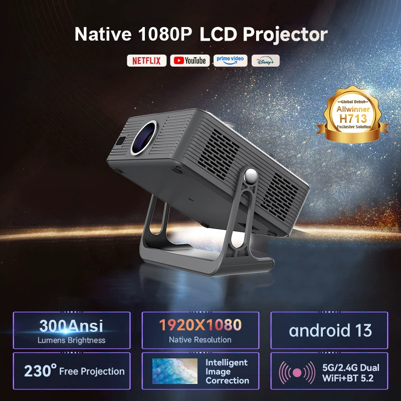 PTZ 1080P проектор с автофокусом, беспроводная проекция в спальне, 4K домашний кинотеатр, настенный проектор