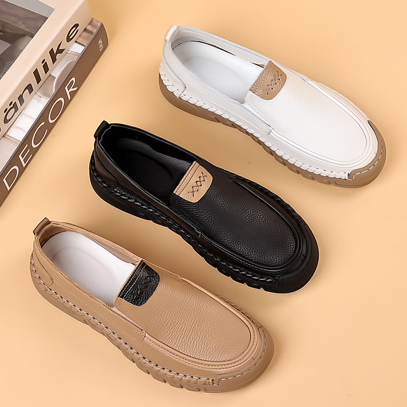 La primera capa de verano de cuero de vaca nuevos zapatos casuales de cuero de hombre zapatos de cuero Lefour hechos a mano zapatos de soja zapatos de hombre transpirables