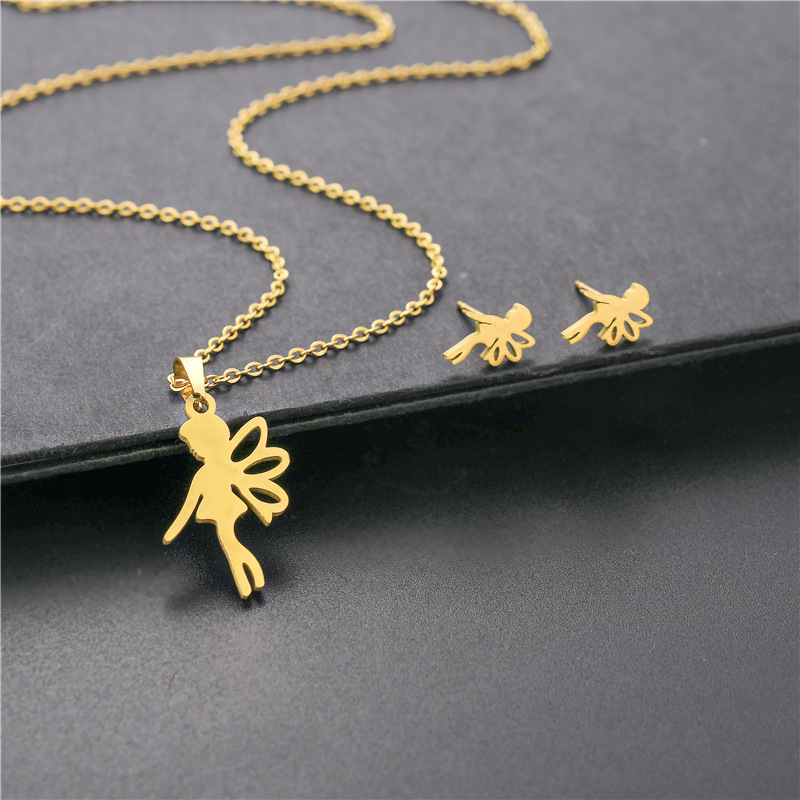South American Ornament Female Cute Angel Pendant Stainless Steel Gold Clavicle Chain Niche Necklace