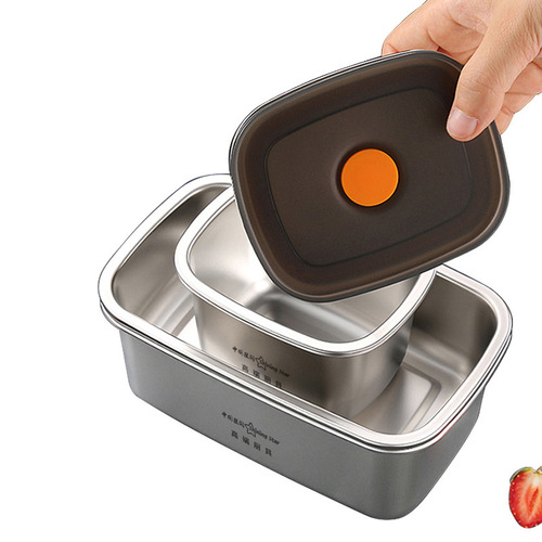 Y Refrigerator Fresh Box 304 Stainless Steel Fresh Box Food Grade Sealed Lunch Box Vacuum Fresh Freezing Storage Box